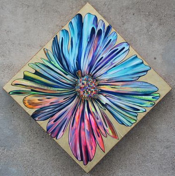 graduation cap flower rainbow flowers diy decorations painting paint decoration awesome canvas caps paintings saatchi later artist projects assemblage collect