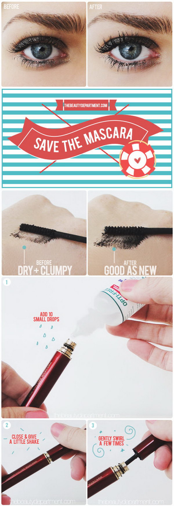 Mascara Hacks Using Re-Wetting Drops. 