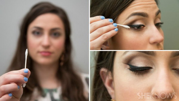 Use a cotton swab to make your own perfect winged eyeliner. 