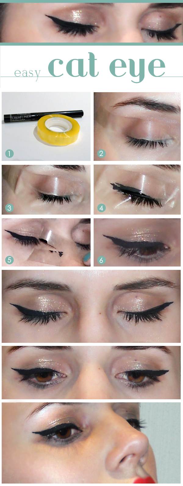 Place a tape just beneath your lower lash line and make a beautiful winged eyeliner. 