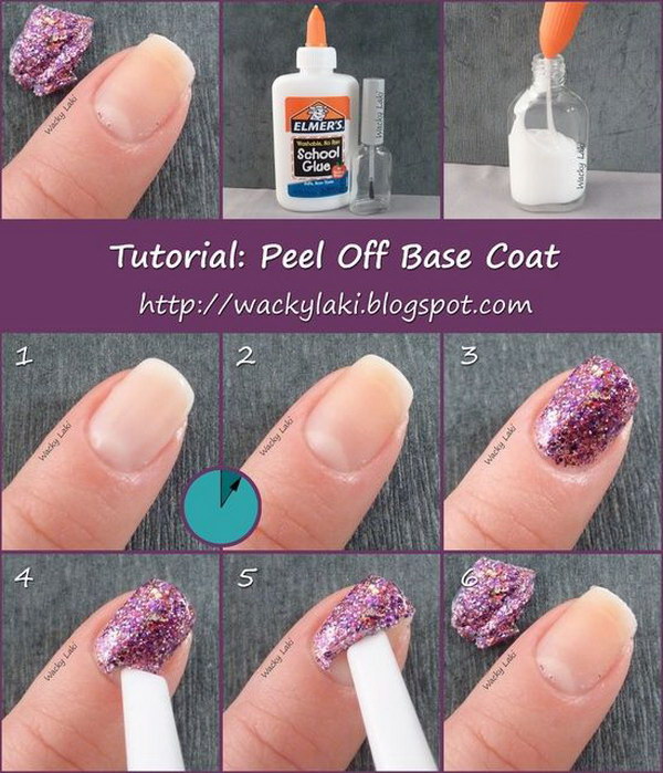 Peel Off Nail Base Coat Quickly. Glitter polish is always difficult to take off. Here I will share with you this extremely cheap, simple and effective peel of base coat. 