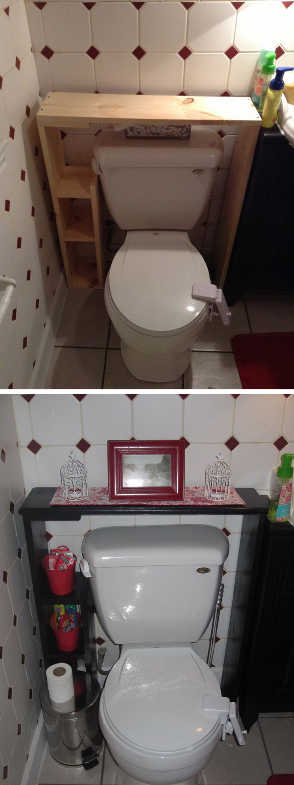 DIY Shelf Over The Toilet For More Storage Space 