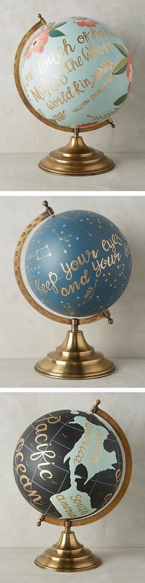 Handpainted Wanderlust Globe. 