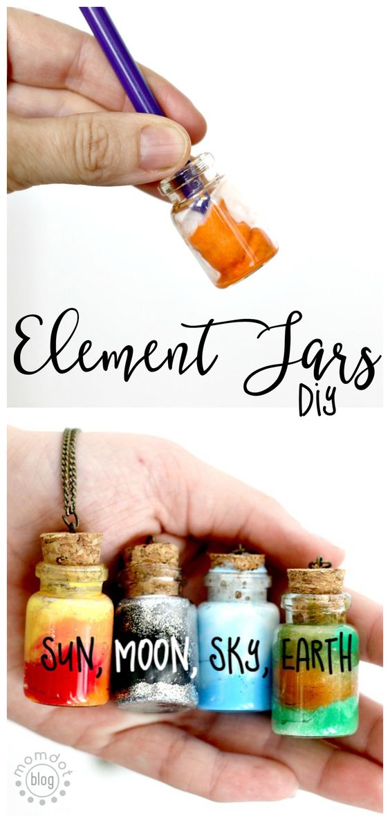 Create Sun, Moon, Earth, and Sky in these fun DIY Element Jar Necklaces. 