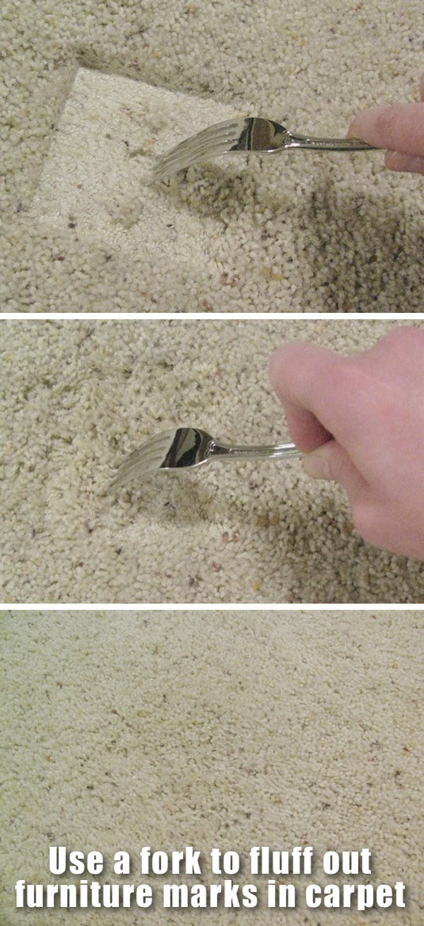 Quickly Fluff Up Furniture Marks in Carpet. 