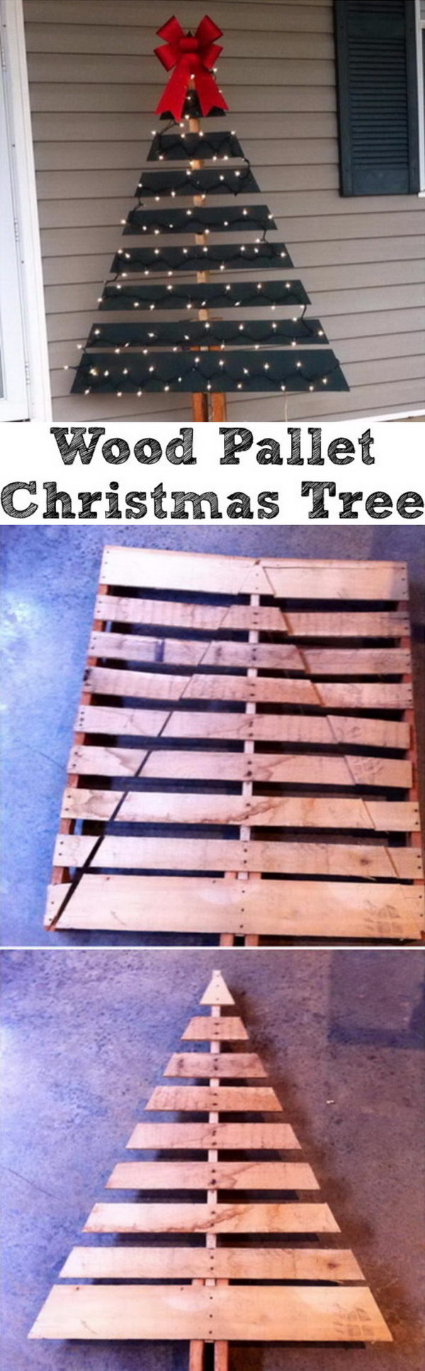 Pallet Christmas Tree for the Front Porch Decoration. 