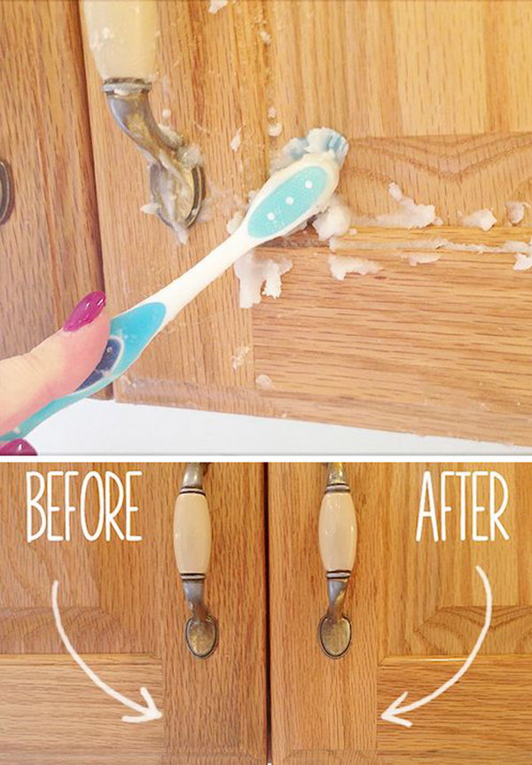 Remove Kitchen Cabinet Gunk With Vegetable Oil And Baking Soda