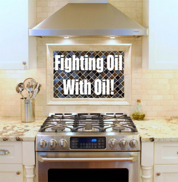 Cleaning Kitchen Oil Splatters With Oil 