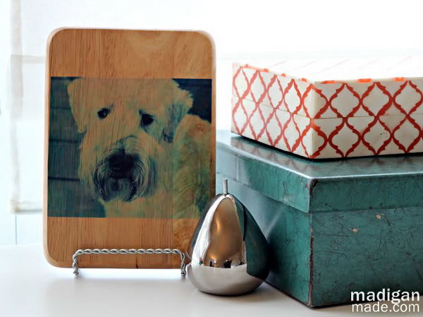 Adorable Puppy Photo Cutting Board. A genius idea to reuse your old cutting board in a more artistic way. See the steps  