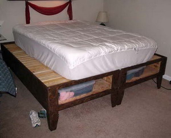 DIY Bed with storage for under $100. See more directions 
