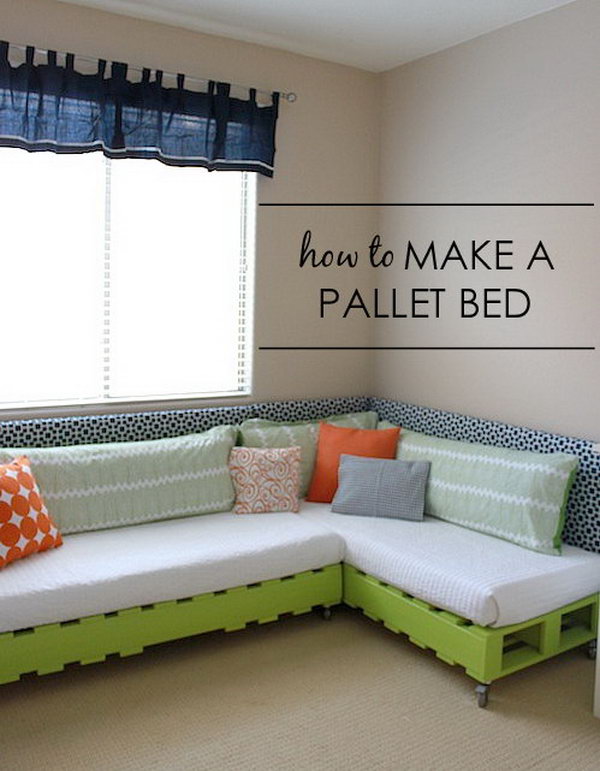 DIY Kid's Pallet Bed Frame. See the tutorial 