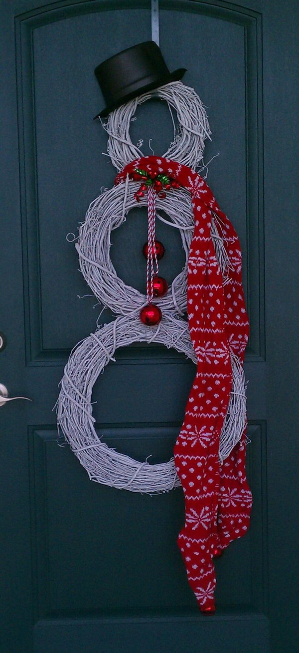 DIY Rustic Snowman Wreath. 