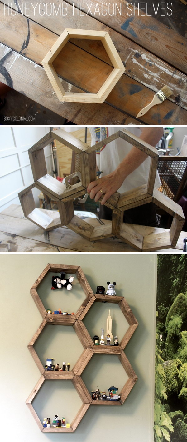 DIY Honeycomb Hexagon Shelves. 