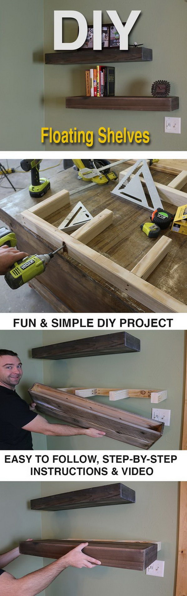 DIY Wood Floating Shelves. 
