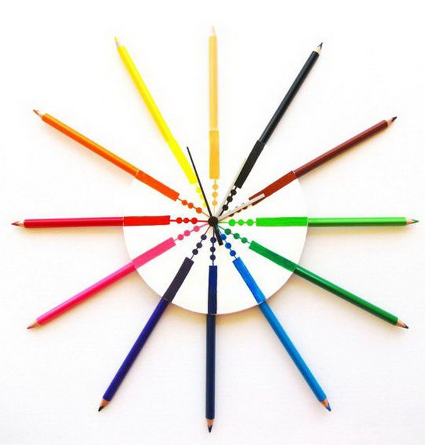 Colored Pencil Wall Clock. Get the instructions 