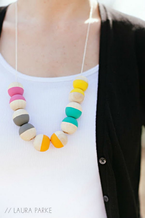 DIY Painted Wooden Beaded Necklace