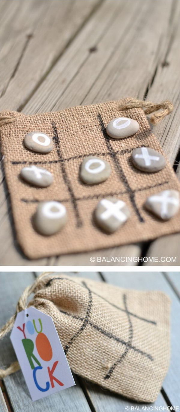 DIY Tic Tac Toe Rocks Bag Gift 