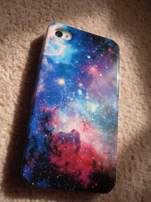 DIY Galaxy Phone Case.  Make this with nail polish, sponge and a white paint pen! See more about this fun project 