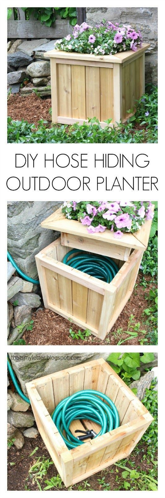 Make a Planter that Hides Your Hose. Get the full direction 