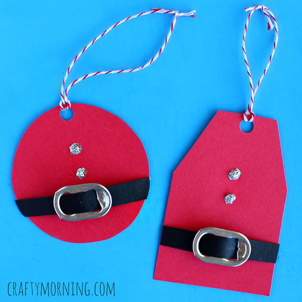 DIY Santa Gift Tags Using Soda Can Tabs. 