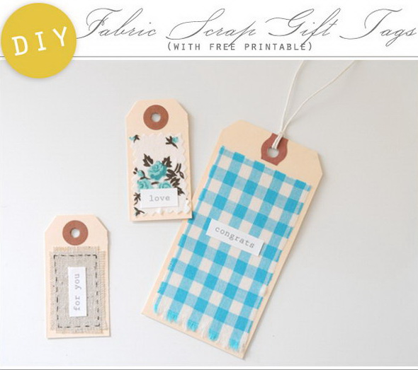 Fabric Scrap Gift Tags. 