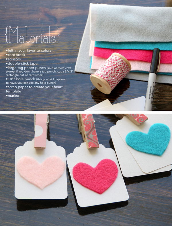 Felt Heart Gift Tags. 