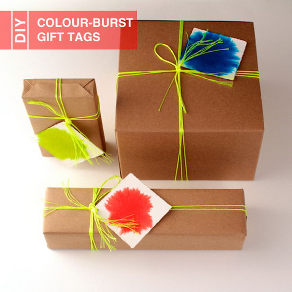 DIY Colour Burst Gift Tags. 