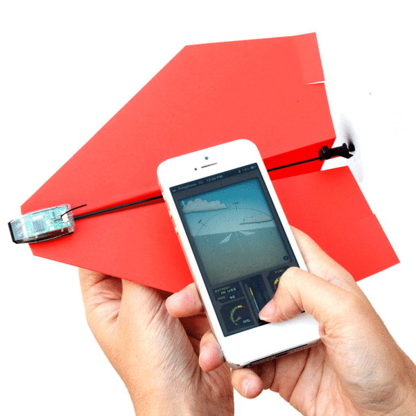 Paper Airplane Drone Kit. This item allows you to create custom aircraft remotely controlled by your smartphone. Perfect as a gift for the gadget fans in your life! 