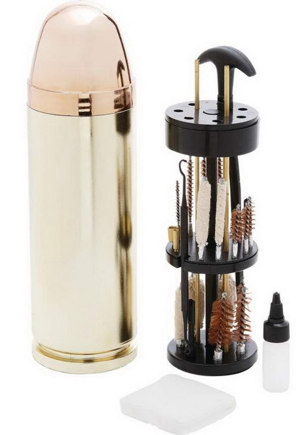 Bullet Shaped Gun Cleaning Kit. Nice cleaning kit all in one. It would be a good gift for your boyfriend if he is a gun enthusiast. 