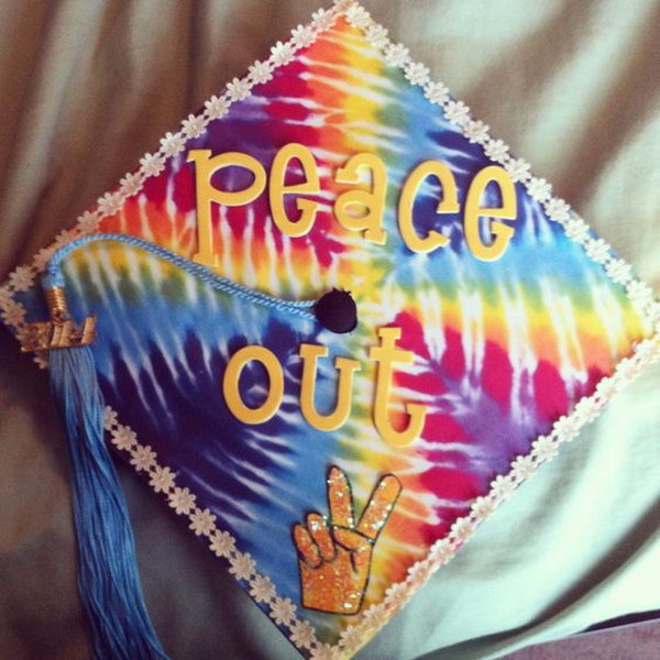 Tie Dye Peace Out Graduation Cap 
