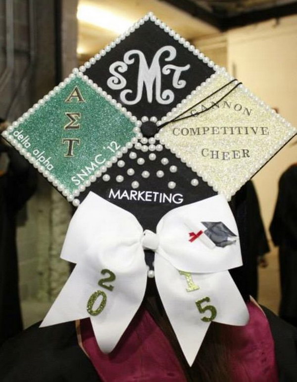 Pearl Decorated Graduation Cap For Girls. 