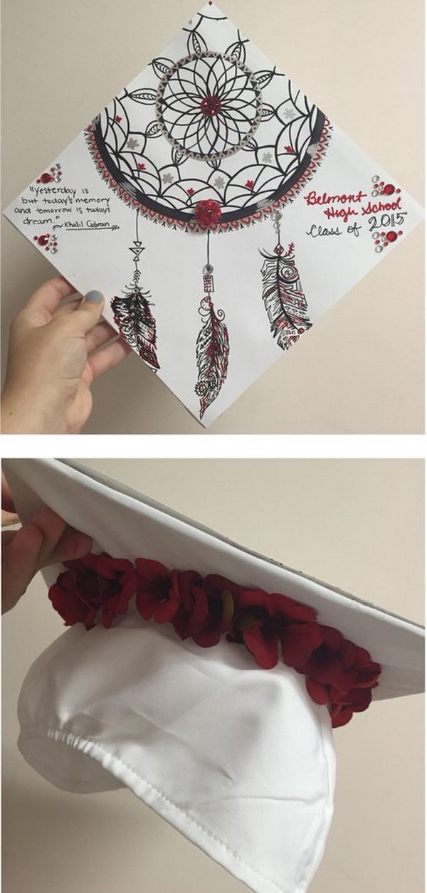 Floral Dream Catcher Graduation Cap 