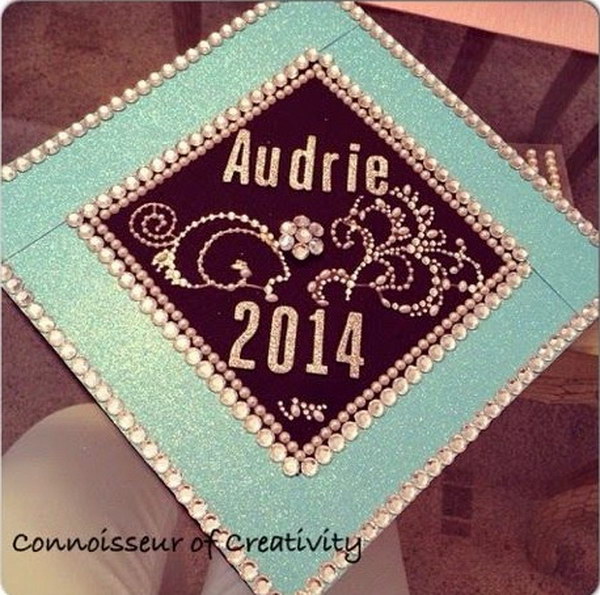 Tiffany Blue Clear Rhinestone Decorated Graduation Gap 