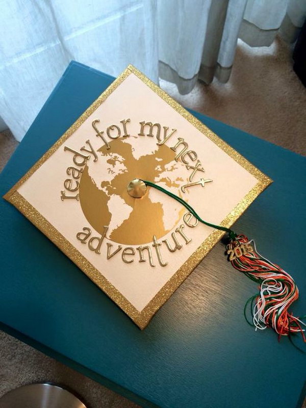 Chic World Travel Themed Grad Cap 