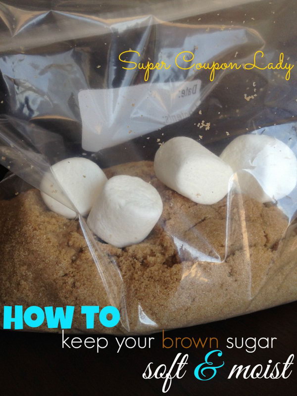 Keep brown sugar soft by storing with a couple of marshmallow. 