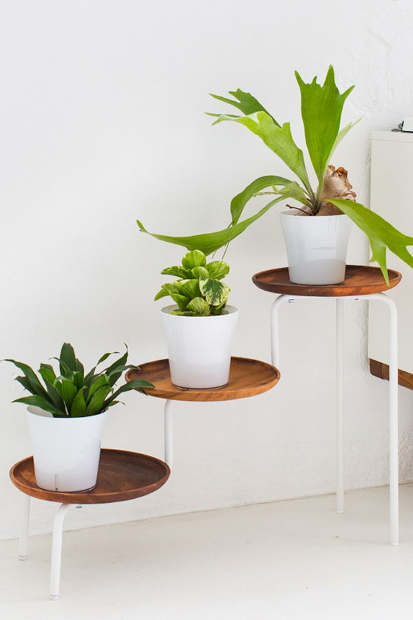 IKEA PS Plant Stand with Wooden Trays for a Much More Stylish Plante Display Option.