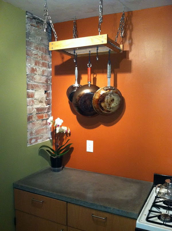 Simple Hanging Pot Rack Hack. Details 