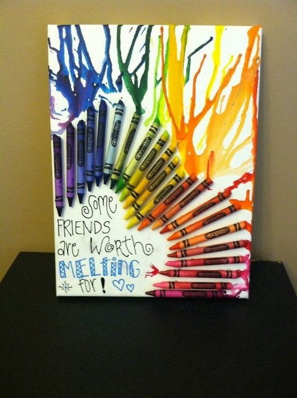 DIY Melted Crayon Art Best Friend Gift. 