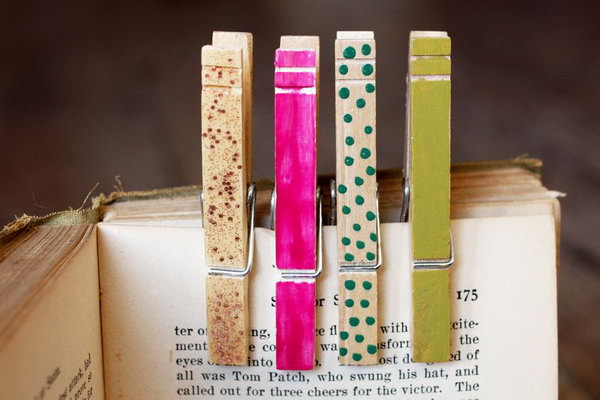 Use nail polish to paint some wood clothes pins 