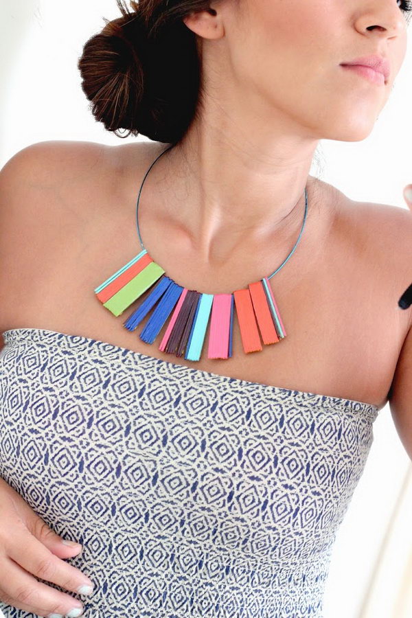 DIY Beautiful Statement Necklace with Variety of Nail Polish Colors and Bobby Pins 