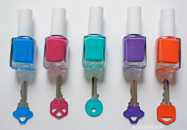Identify Your Keys with Different Colors of Nail Polish 