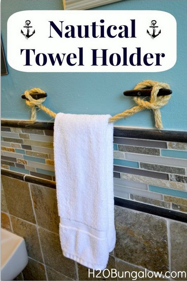 DIY Nautical Rope Towel Holder 