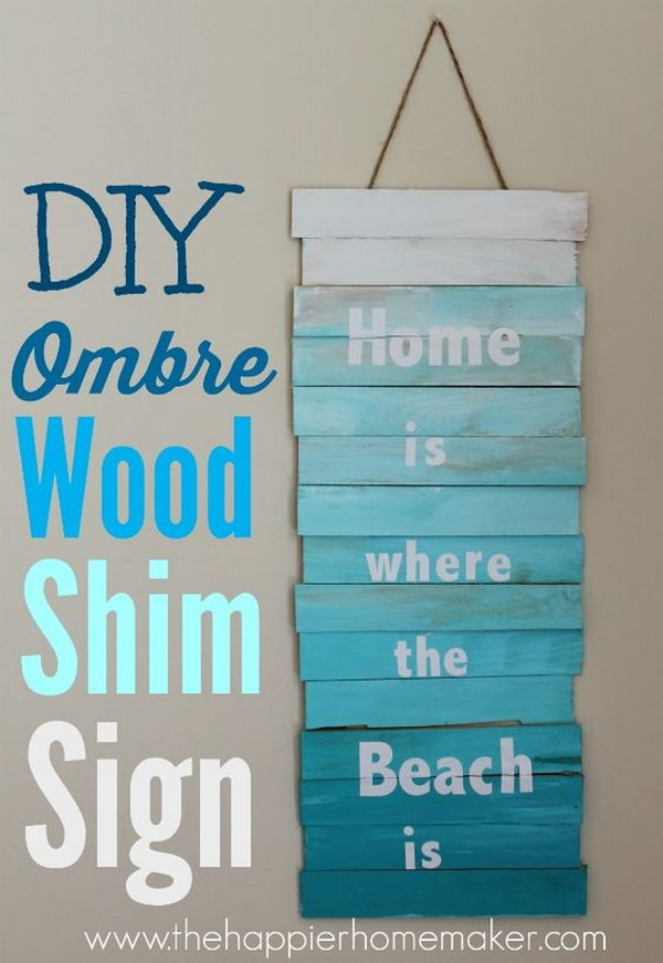 DIY Ombre Wood Shim Sign 