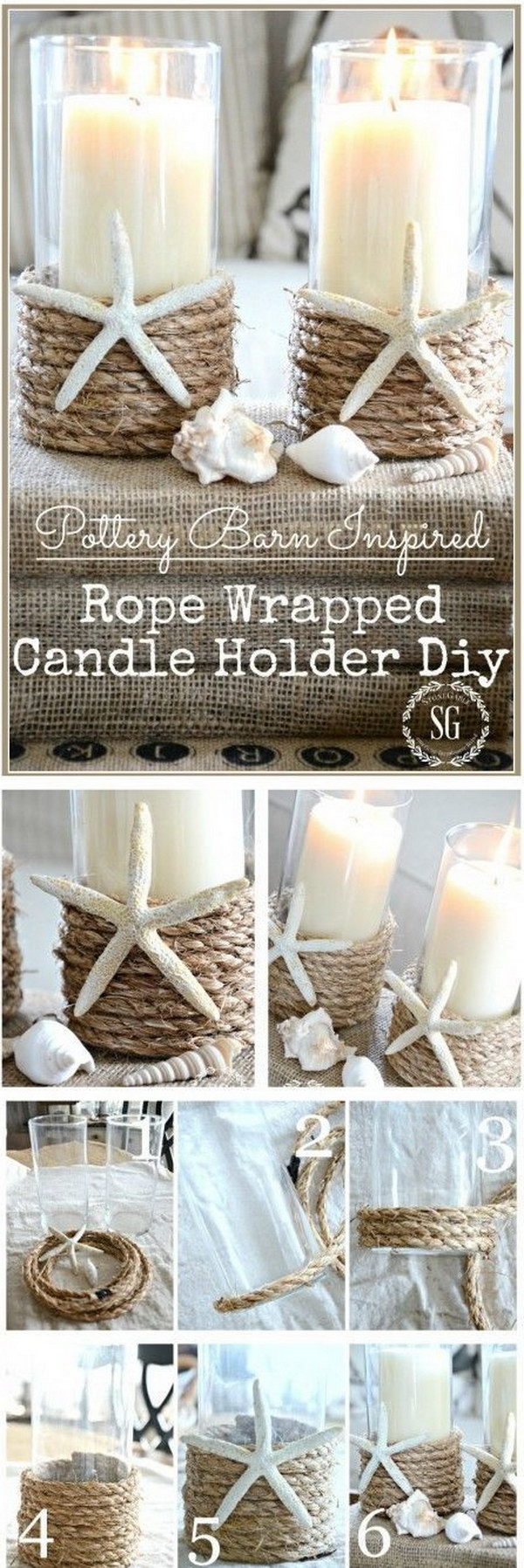 DIY Rope Wrapped Candle Holder 
