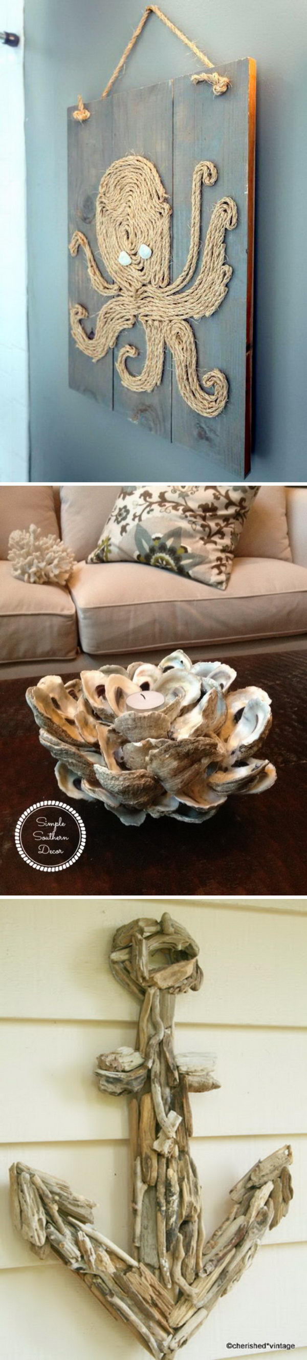 Great DIY Ideas & Tutorials for Nautical Home Decoration. Bring the ocean along with its fun, right to your doorstep! 