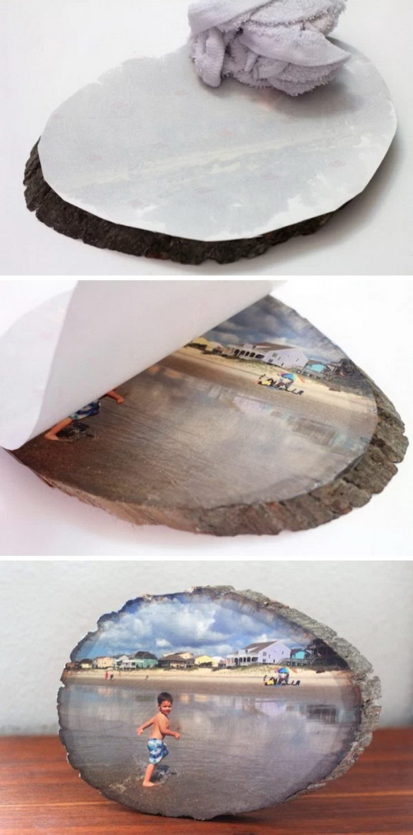 DIY Wood Slice Photo Transfer. 