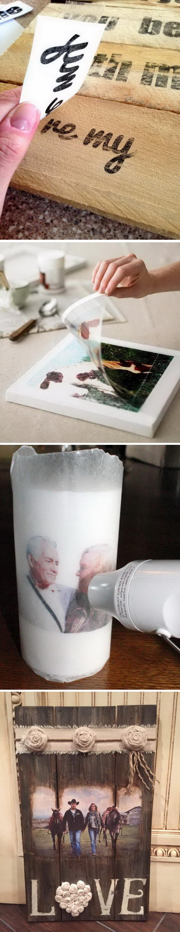 DIY Ideas & Tutorials for Photo Transfer Projects. 