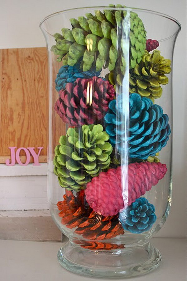 Spray Painted Pinecone Centerpiece. 