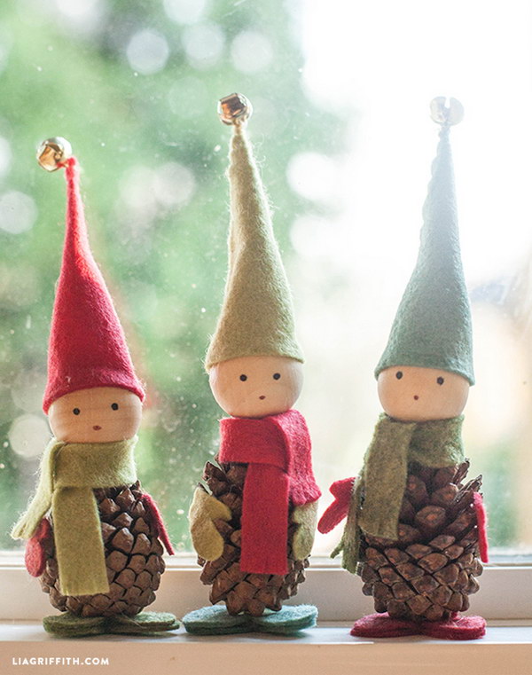 Felt and Pine Cone Elves. 