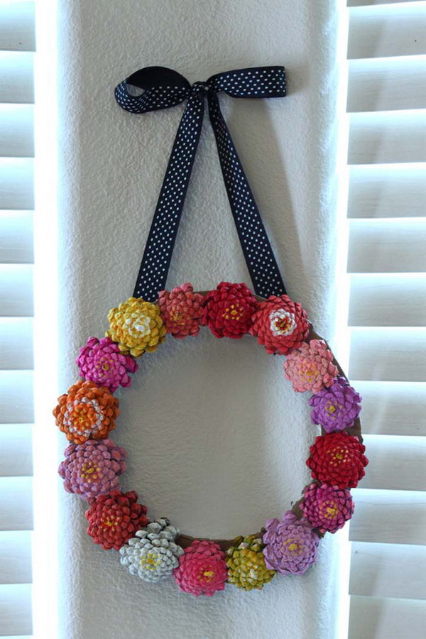 Pinecone Flower Wreath. 